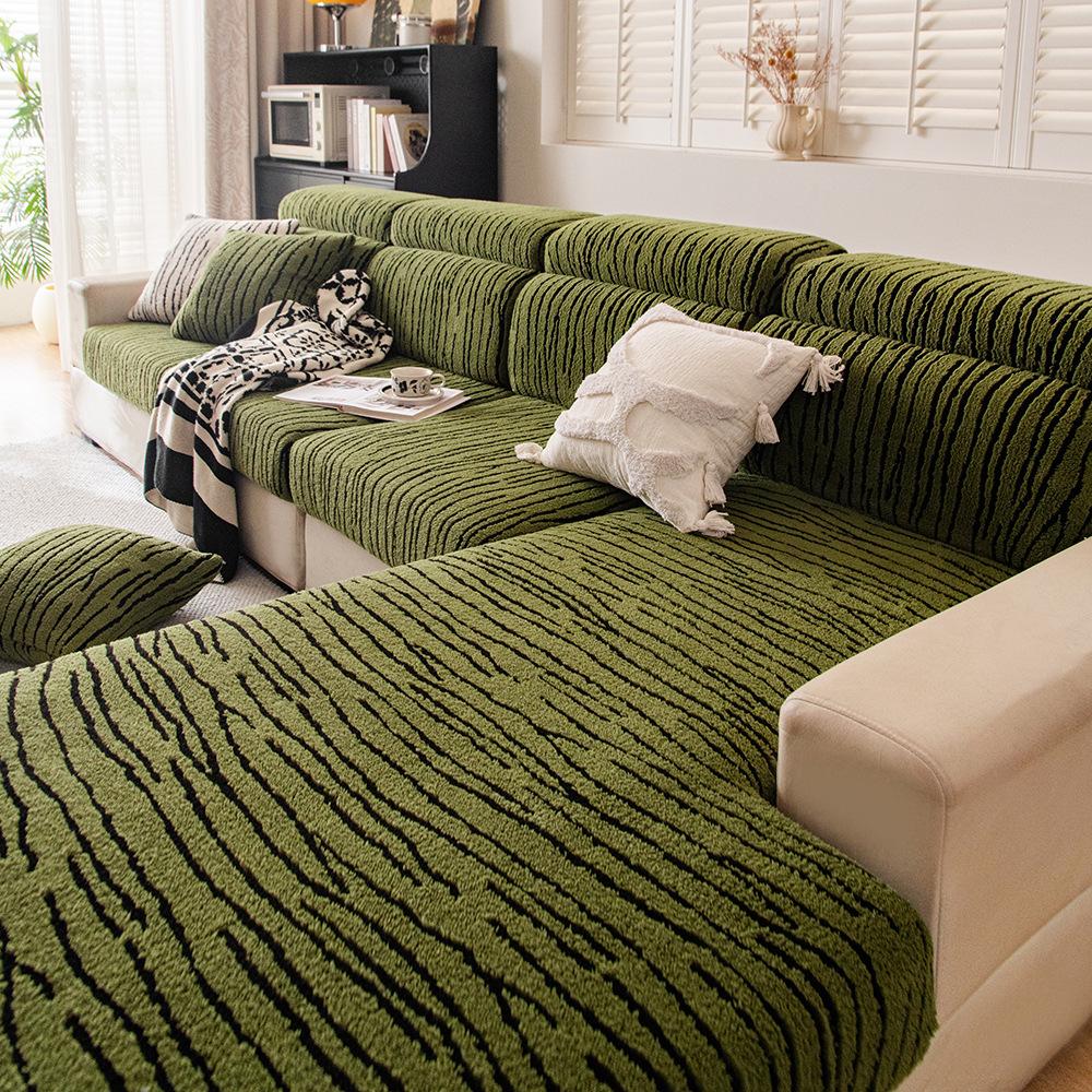 

All Inclusive Winter Plush Sofa Cover Mat Armchair Furniture Protector Non-slip Modern Couch Covers Slipcovers for Living Room 45x45 pillowcase зелёный