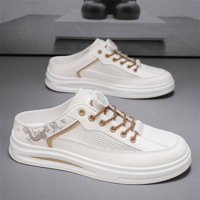 Summer Breathable Mesh Shoes Men Slip On Casual Shoes 2025 New White Shoes Trendy Versatile Thick Soled Sports and Leisure