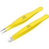 Yellow Majestic Bombay Fine Point Slant Tweezers for Women and Men - Splinter Tick Facial Eyebrow and Ingrown Hair Removal - Sharp Needle