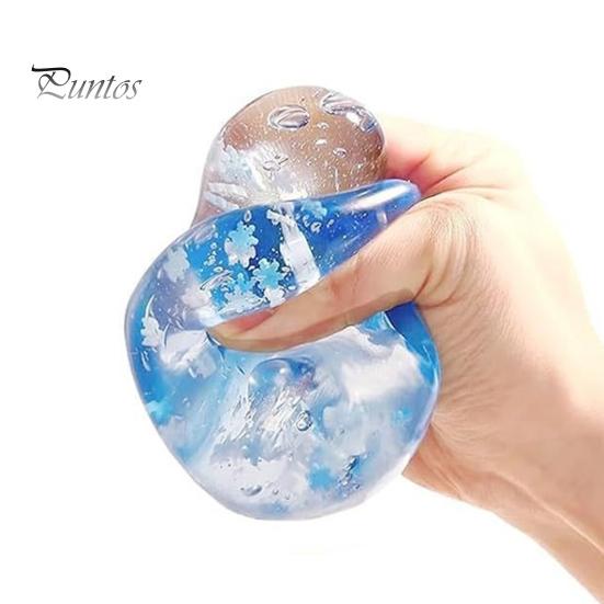 Calming Sensory Gadget Stress Balls Ice Cube with Snowflakes Inside, Squeeze Toy Fidget, Slow Rise Ball for Kids and Adults Anxiety Relief,