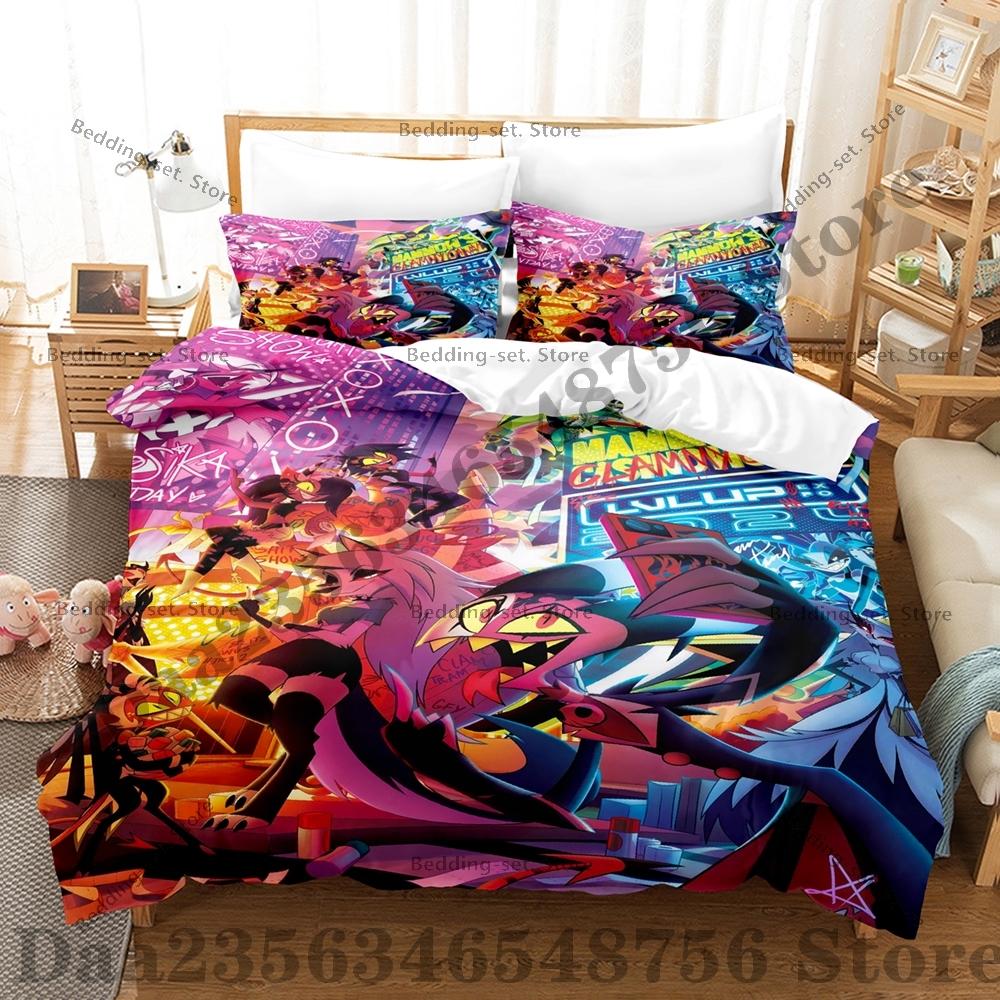 Helluva Boss Bedding Set Single Twin Full Queen King Size Bed Set Adult Bedroom Duvetcover Sets Anime Bed Sheet Set