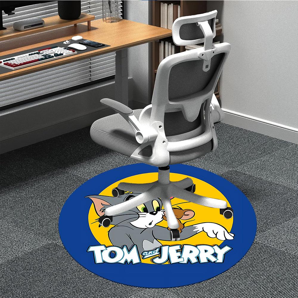 

1pc Tom Jerry Office Round Area Rug, Indoor Mat Suitable For Office, Under Office Chairs Bedroom Living Room Home Decor, Room Deco 80cm