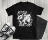 Punk Hase T-Shirt, Wütendes Kaninchen Grafik-T-Shirt, Gothic Nietenkragen Tier