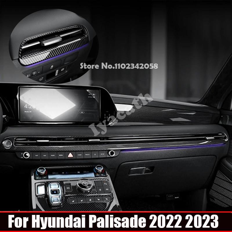 LHD For Hyundai Palisade ABS carbonfiber Interior Dashboard Air Conditioner outlet Center Trim Air Vent panle Frame