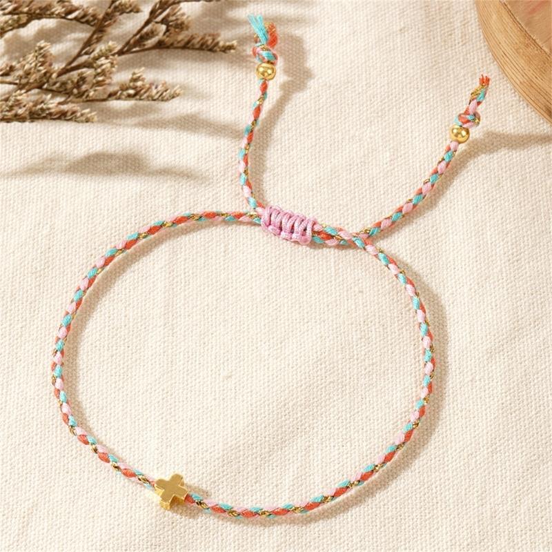 Trendiga bohemiska stilar Robust armband av bomullsrep med eleganta korshänge, för alla kön