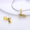 New Gold Series Copper Charms Sparking Gold Plated Pendant Bead Leopard Dog Fit Original Bracelet Diy Jewelry