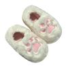 Women's Cute Korean Style Heart Plush Winter Slippers with Cat Paw Design and Soft Full Heel