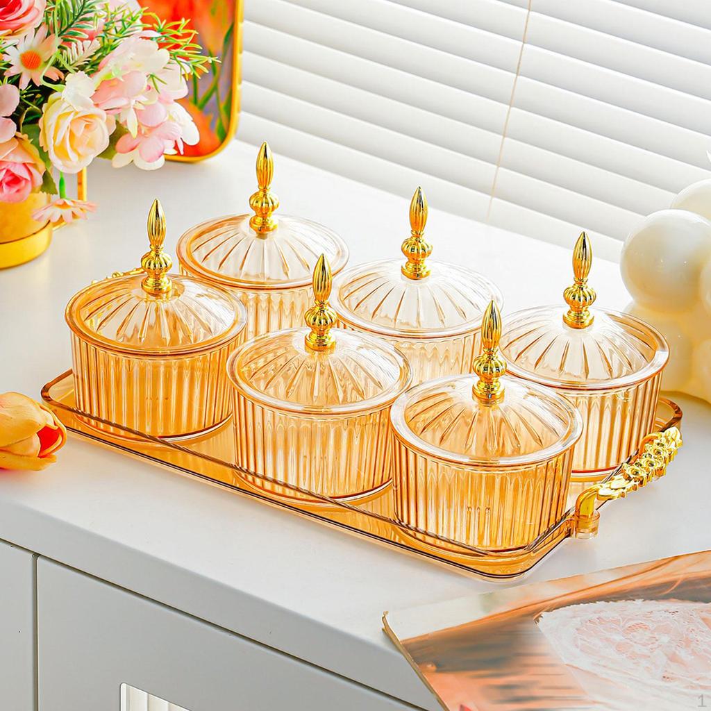 Divided Serving Tray Dish Dustproof Multifunctional with Lid Storage Container for Living Room