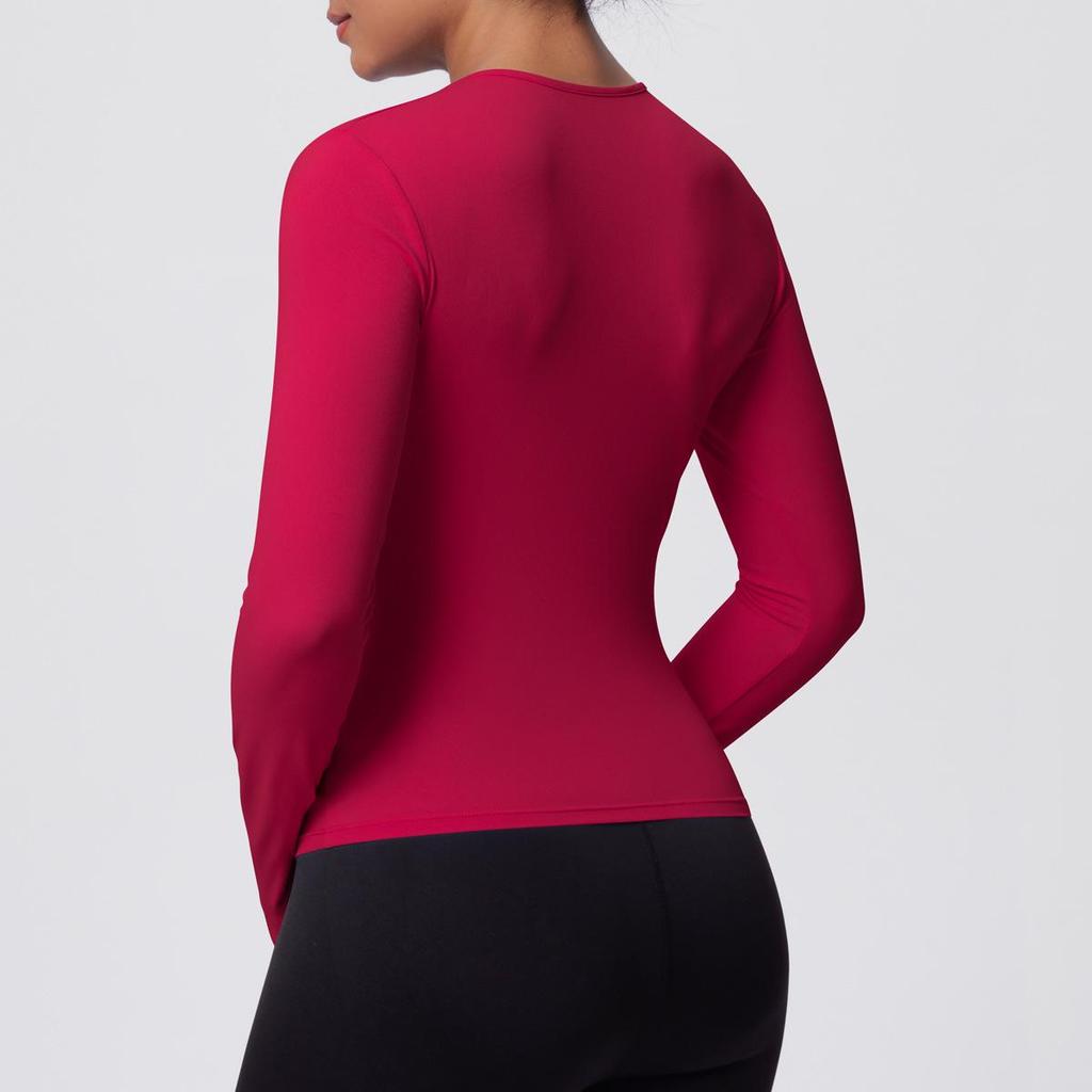 Breathable Skin-friendly Long Sleeve Yoga Top with Waist-cinching Design