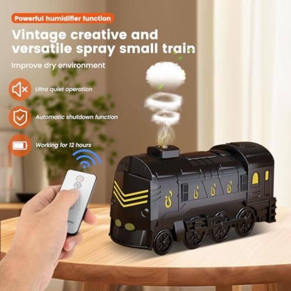 For Bedroom For Office Black Steam Train Diffuser Colorful Light Humidifier For Relaxation USB Aroma Humidifier