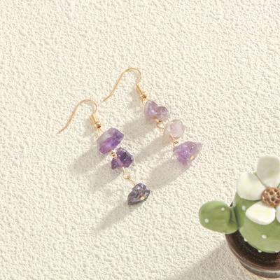 Natural Crystal Crushed Stone Pendant for Women's Fashionable Style Jewelry Gift Elegant Banquet Wearing Pendant Style Earrings