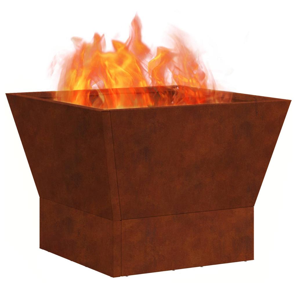 Fire Pit Brown 40 X 40 X 35 Cm Weatherproof Steel