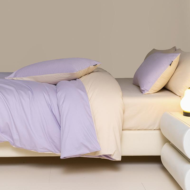 

Class A 100 Mother And Baby Grade Double Spell Four-Piece Set 100% Cotton Light Luxury Quilt Cover Bed Sheet Hat Student Dormitory 3Pcs Set 160x210cm single quilt cover