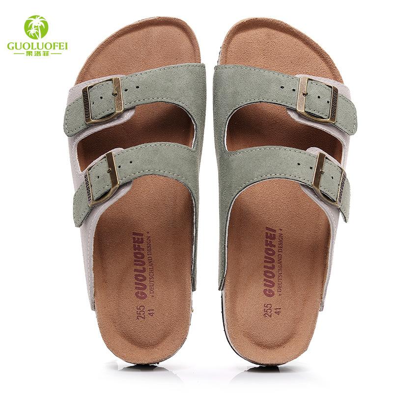 Fashion 2024 Summer Men's Mule Clogs Slippers High Quality Classic Two Buckle Cork Slides Sandals Footwear For Men Women Unisex 35-46