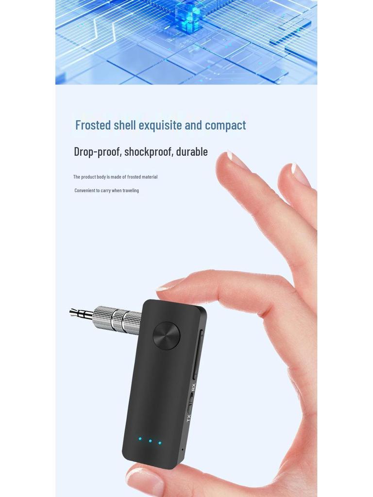 T66 AUX Bluetooth 5.0 Car Adapter: 2-in-1 Wireless Audio Receiver & Transmitter