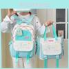 Embroidery Letter Cartoon Student Lightweigh Backpack Three Piece For School Use