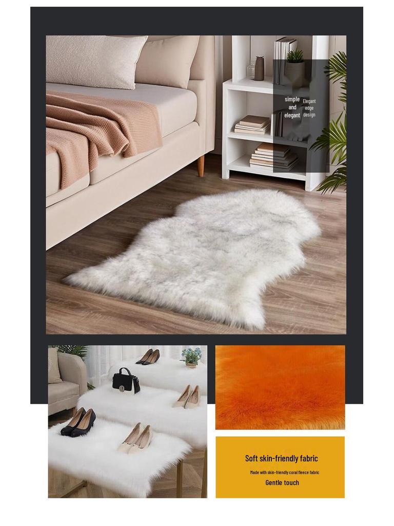 Plush Imitation Wool Carpet & Chair Cushion - Thick Decorative Floor Mat & Bedside Rug for Living Room