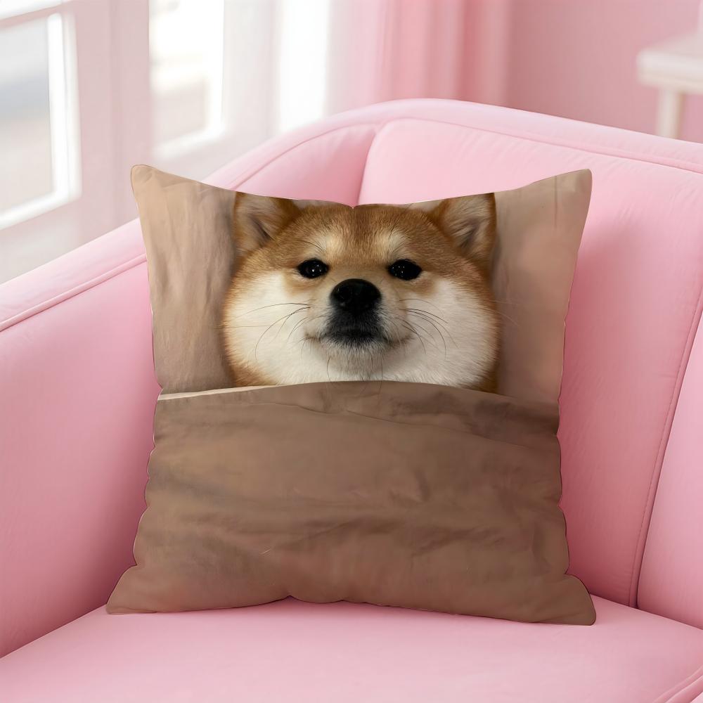Adorable Japanese Animal Dog Art Cute Shiba Inu Cushion Cover Pillow Case Soft Skin Friendly Fabric  Concealed Zipper