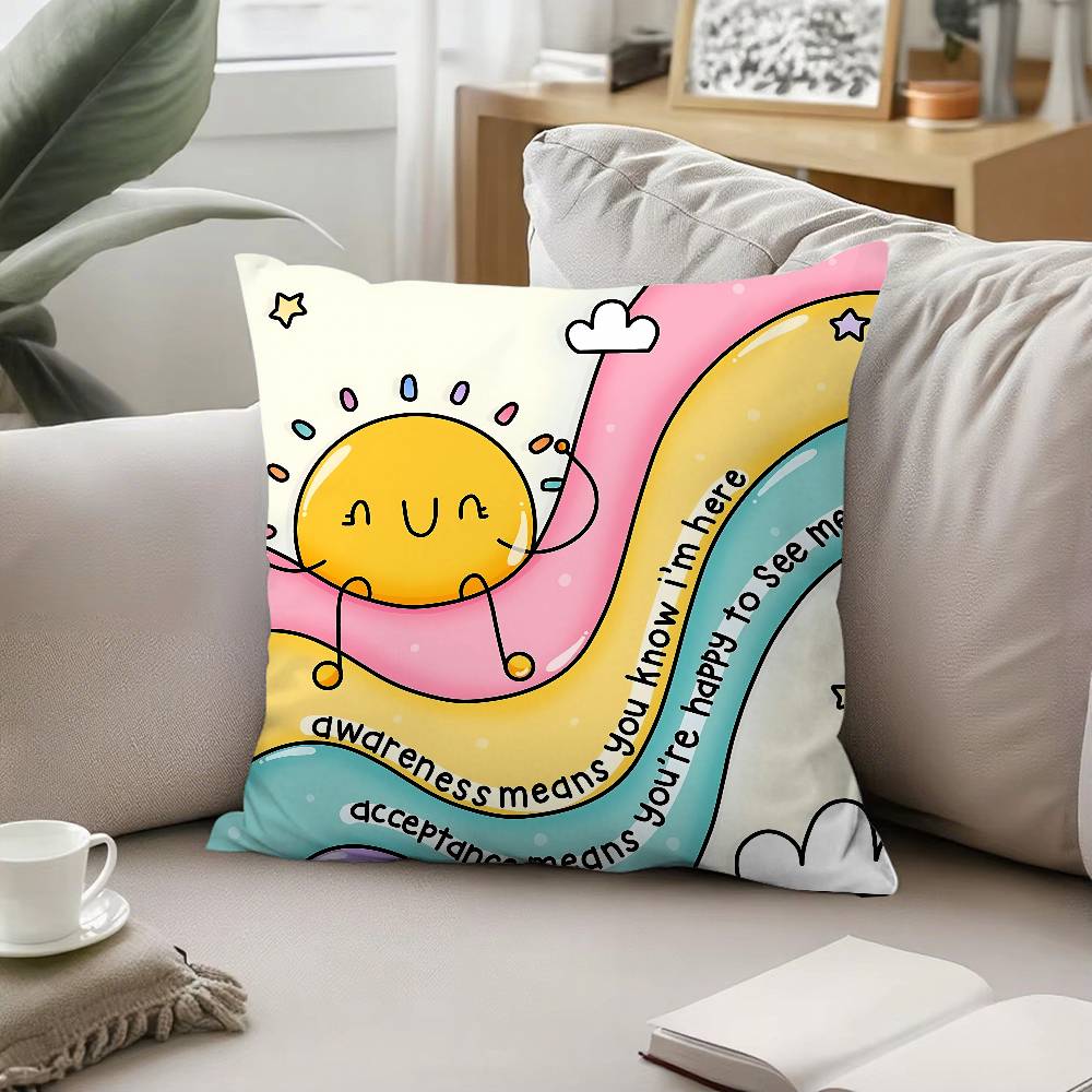 Autism Acceptanc Creative Slogan Throw Pillow Covers Pattern Cushion Cover Suitable For Sofa Bedroom Car Pillow Cover