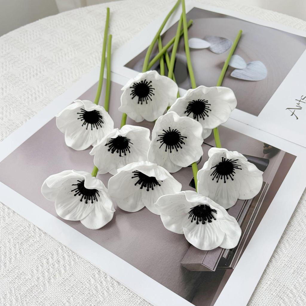Oriental Poppy Simulation, PU Mini Fake Flower Arrangement for Decor and Photography