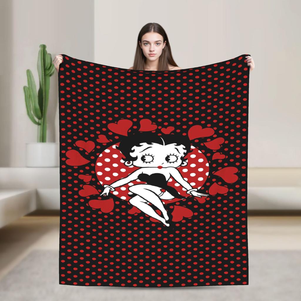 Warm Blanket Camping B-Bettys Boops Throw Blanket  Flannel Bedspread For Living Room Comfortable Sofa Bed Cover