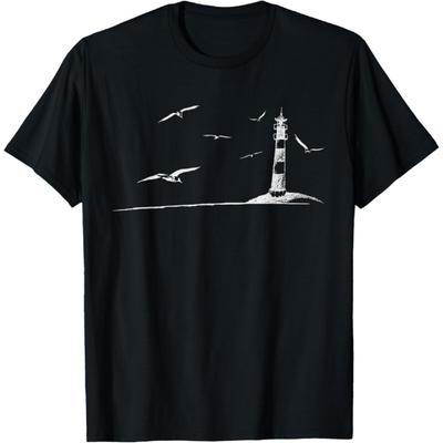 Sea Shore Lighthouse Seagulls Ocean Lover Vacation T-Shirt