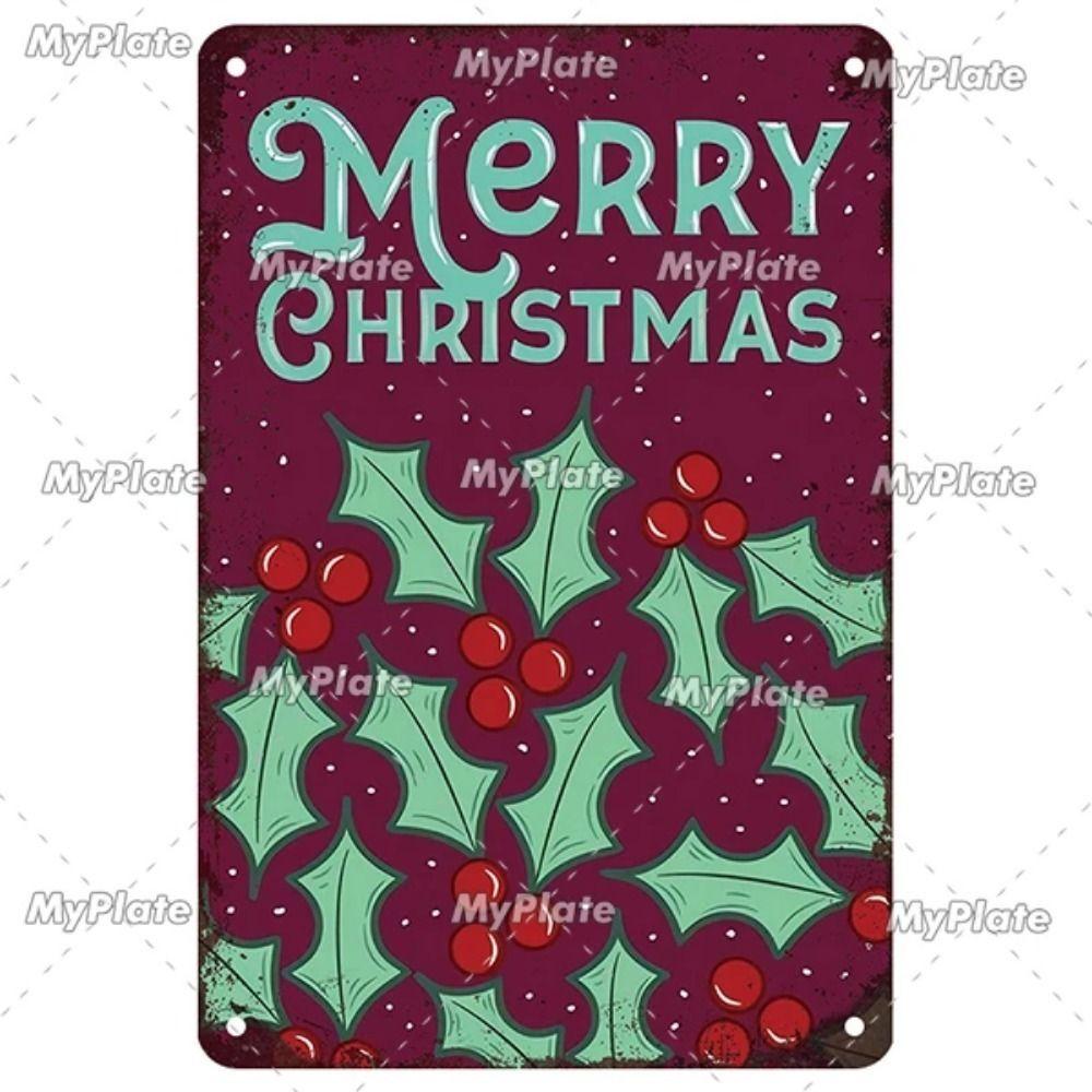 Vintage Christmas Metal Tin Sign Home Festive Wall Decor