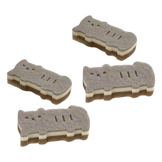 

4 шт. Щітка для чищення Мультяшний дизайн Кота Високощільна губчаста піна М яка еластична Високопоглинаюча Губка-скрабер для кухні, ванної кімнати, різних поверхонь 4pcs Cat