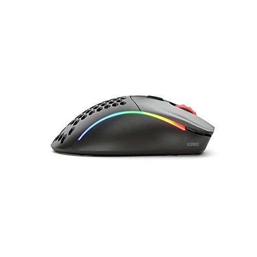 Glorious Model D Bezprzewodowa Myszka Gamingowa, Ergonomiczny Design, Podświetlana, 6 Programowalnych Przycisków, 12 DPI, Czarna, Kompaktowa, Myszka Gamingowa, Oryginalna Japońska