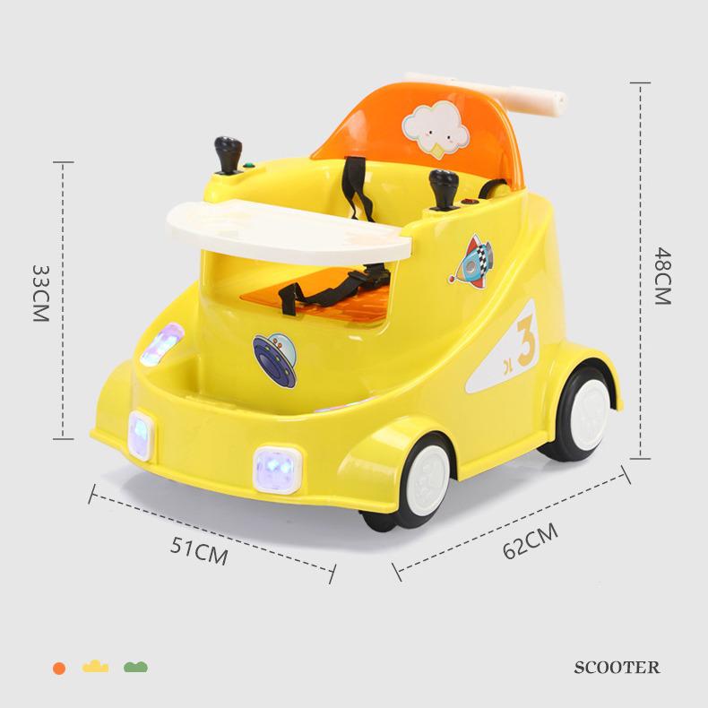 Kids' Electric 4-Wheel Drift Car with Dining Tray: Forward, Backward, Rotate - Indoor Toy with Free Shipping