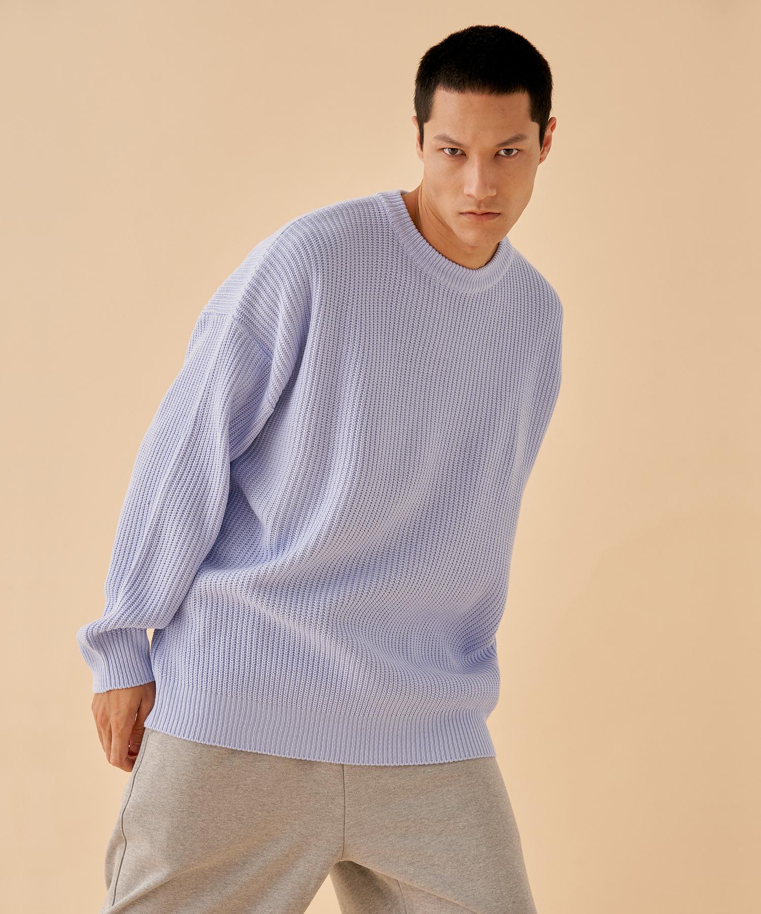 Paper Boy Soft Crew Neck Over Sweater - Sky Blue Sky Blue/S