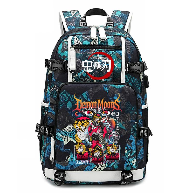Demon Slayer Anime Print School Backpack Large Capacity Travel Bookbag for Boys Girls Kids Student
