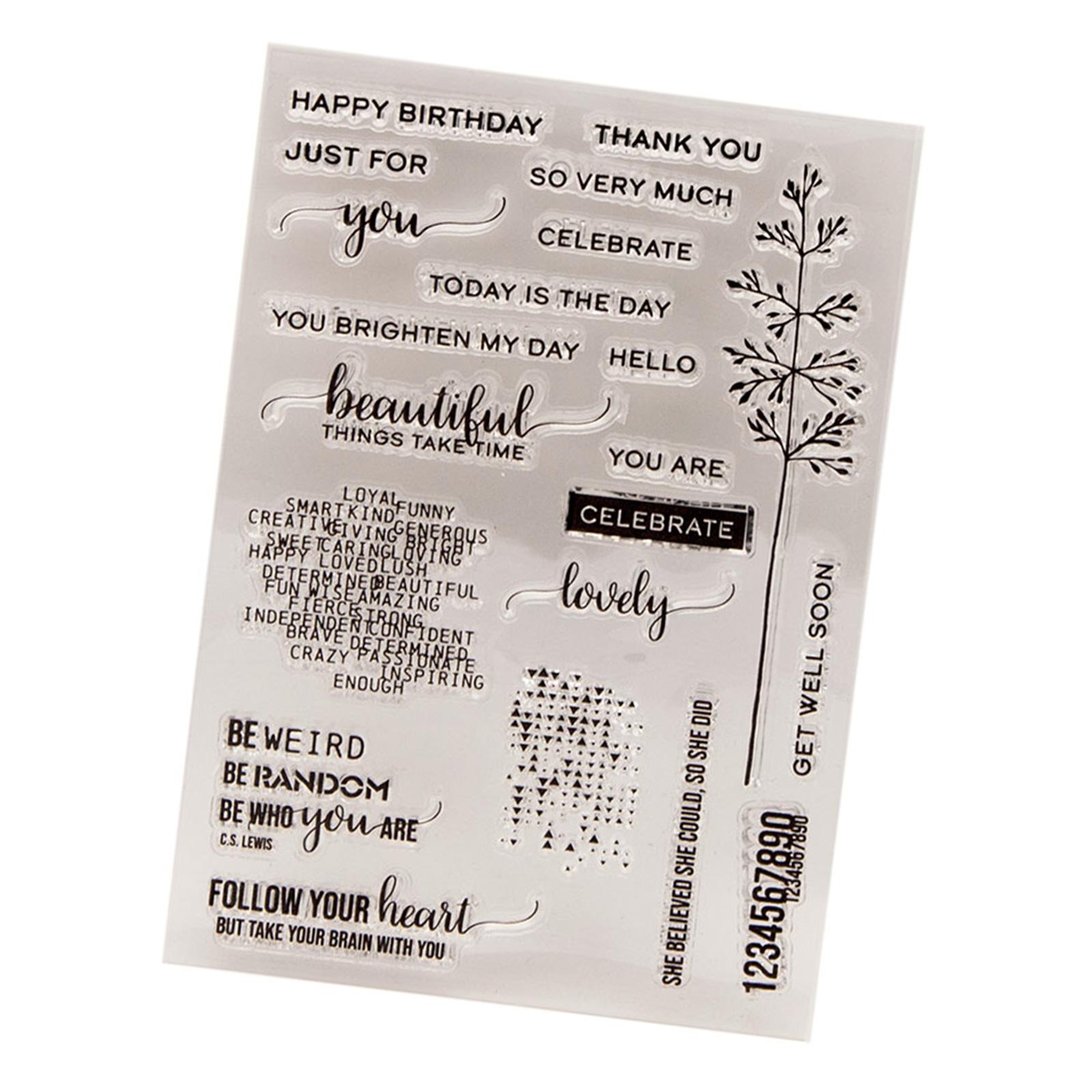Clear Stamp Happy Birthday Transparent Seal Stamp Blessing Words Silicone Stamp for Scrapbooking Card Making Decoration 1