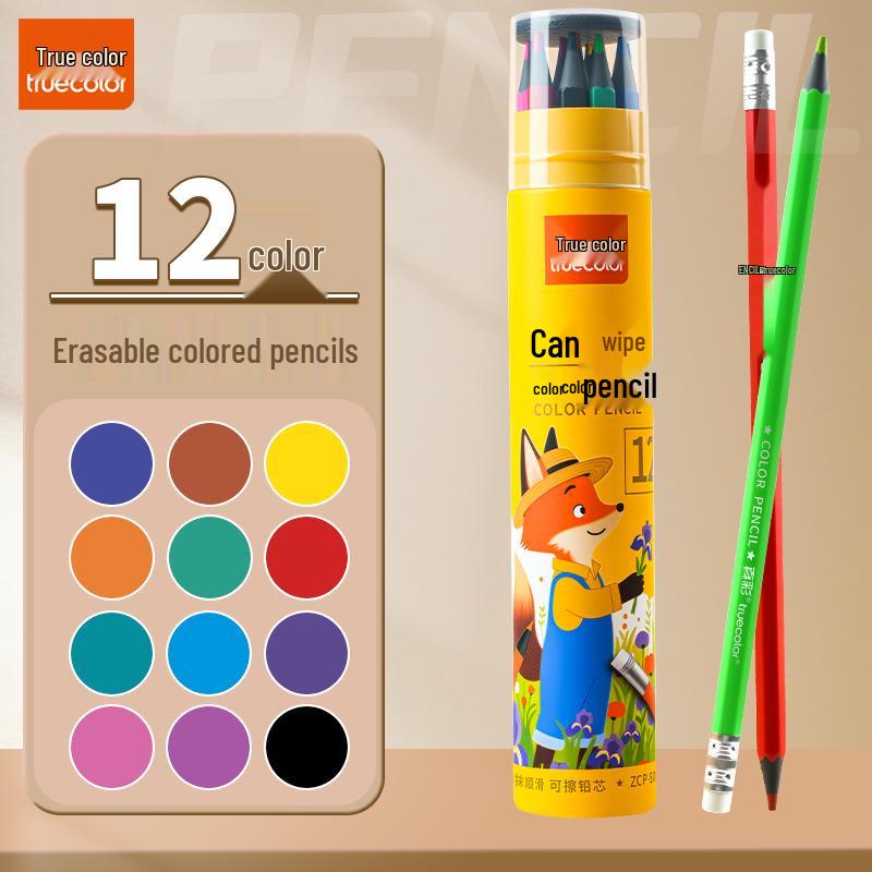 Набор стираемых цветных карандашей без дерева True Color с портативной коробкой для рисования и письма Woodless