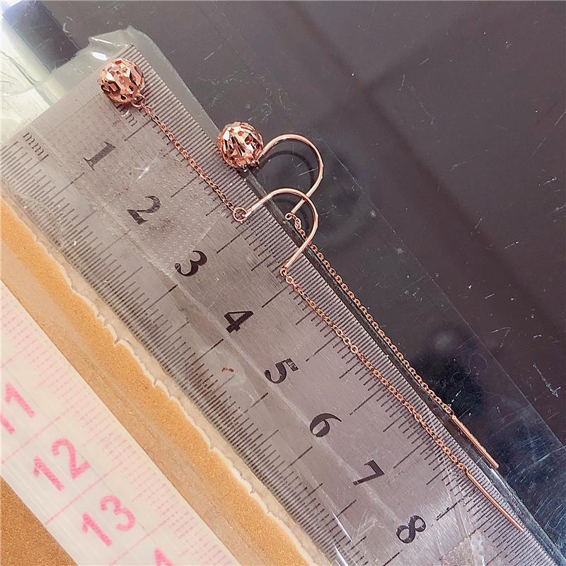 Exquisite Russian 585 Purple Gold Color Gold Hollow Ball Earrings, Simple Temperament Design, Rose Gold-Plated Earrings