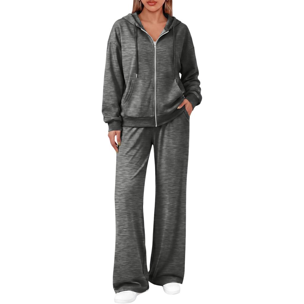 Women's Fashionable Casual Sweatshirt Jacket Set for Fall Winter Comfortable Everyday Wear