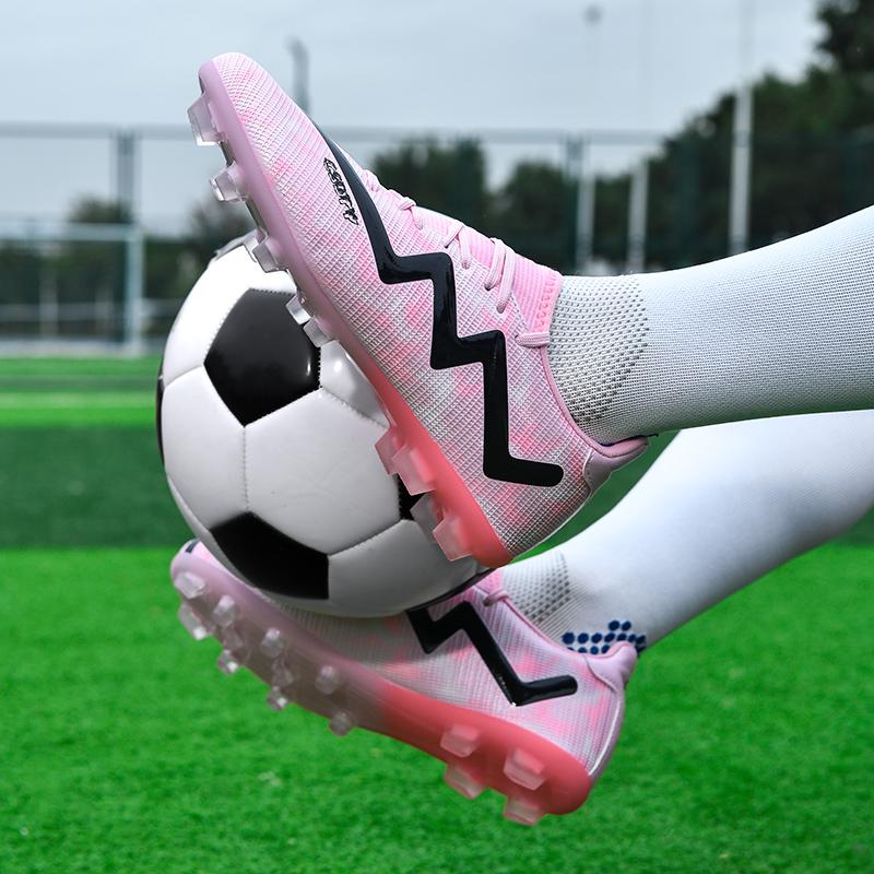 32-45 Football Shoes Men's High-top Football Boots Large Size Long Nails Leather Boys Soccer Shoes