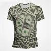 Summer Men's Round Neck Short Sleeved T-shirt Comfortable Fashionable Breathable Sweat Absorbing Money Pattern 3D Printed Loose Large T-shirt