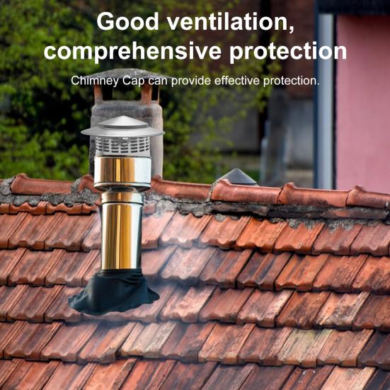 Round Chimneys Cover with Mesh Screen Tapered Top Metal Chimneys Cover Weather-proof