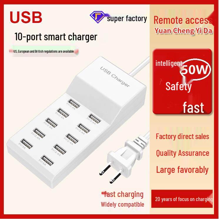 100W 20-Port Multi-Device USB Charger for Phones