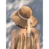 Handwoven bow hat women's summer outdoor Sanya seaside beach sunshade sunscreen big eaves bucket hat