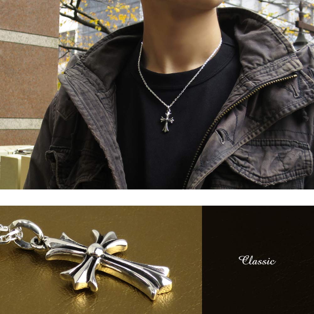 [Shinjuku Gin No Kura] Lily Cross Silver 925 Pendant Top (Chain Not Included) Men's Cross Lily Flare Lily Fleur-de-Lis