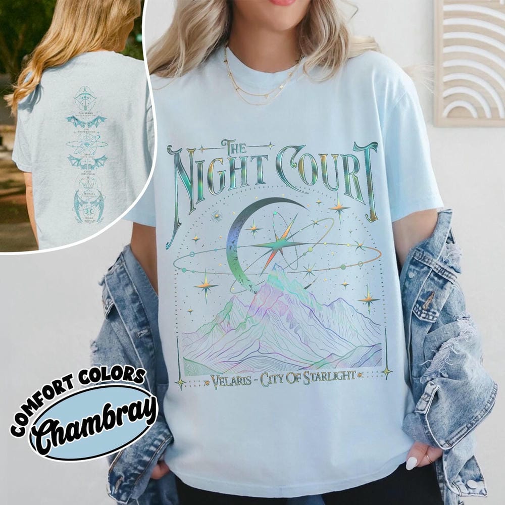 Velaris Die Nachtgerichte Acotar 2-seitiges Komfort-T-Shirt Hof der Träume Unisex-T-Shirt Lustiger Innerer Kreis Acotar Shirt Streetwear