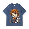 275 GSM Washed T-shirts 100% Cotton One Piece V61 Nami Print Unisex Heavy Cotton T Shirt