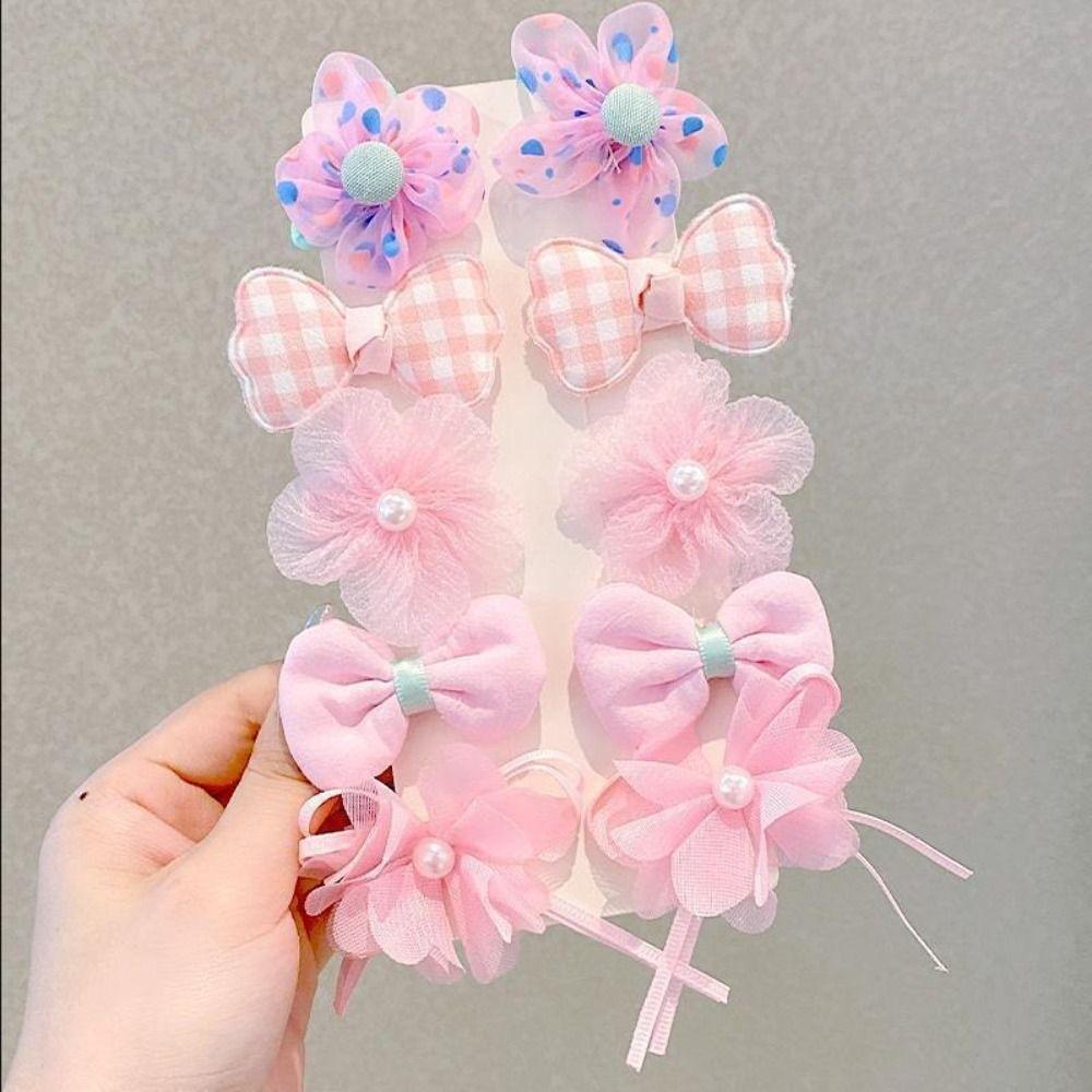 10pcs Cute Hair Clip Flower Bow Side Fringe Clip Fashion Headwear for Children