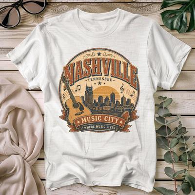 Vintage Nashville Tennessee Music City Guitar Skyline T-Shirt, Retro Country Concert Tee
