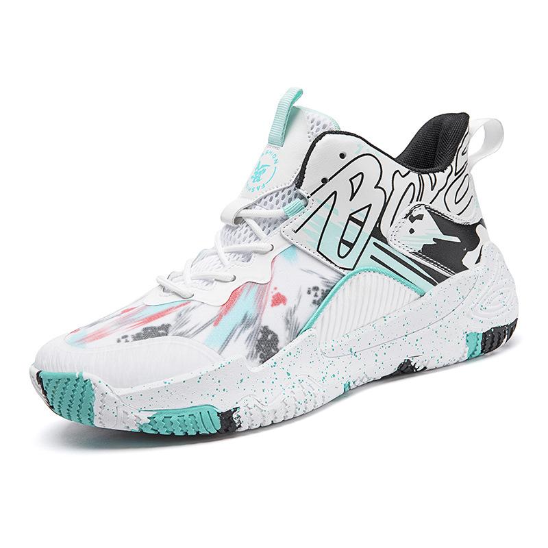 A pair of new mandarin duck basketball shoes, men's high-top combat boots, sports shoes, student cement floor actual combat trend sports shoes