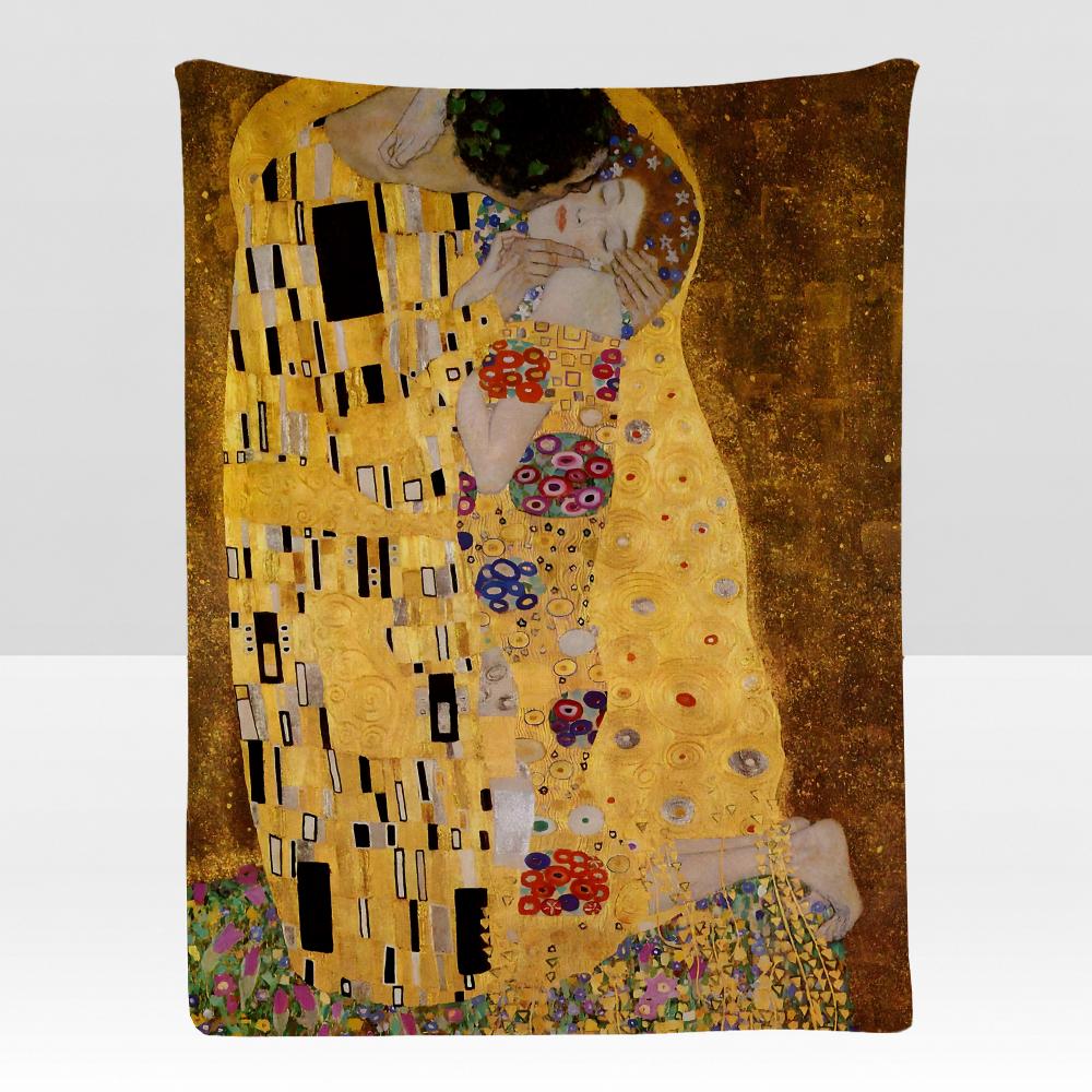 Künstler GKlimt Kunstdecke Weiche Flanelldecke für Bett Schlafzimmer Sofa Picknick Überwurf Hautfreundlich Atmungsaktiv Geschenkbezug