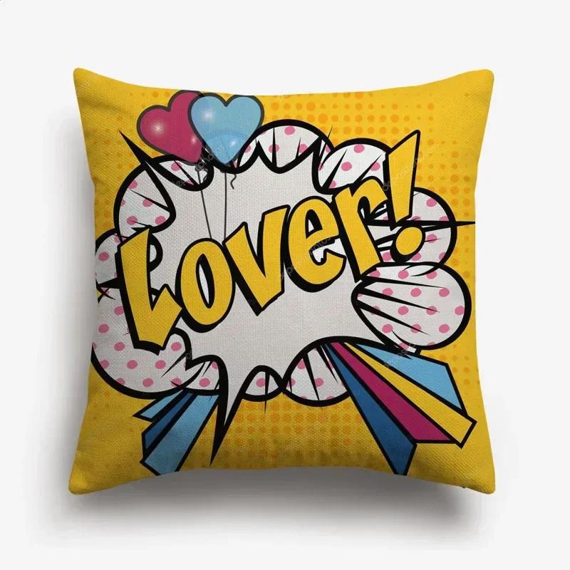American POP ART Cushion Covers BANG WOW BOOM POW Cushion Cover Home Decorative Linen Pillow Case for Sofa Couch