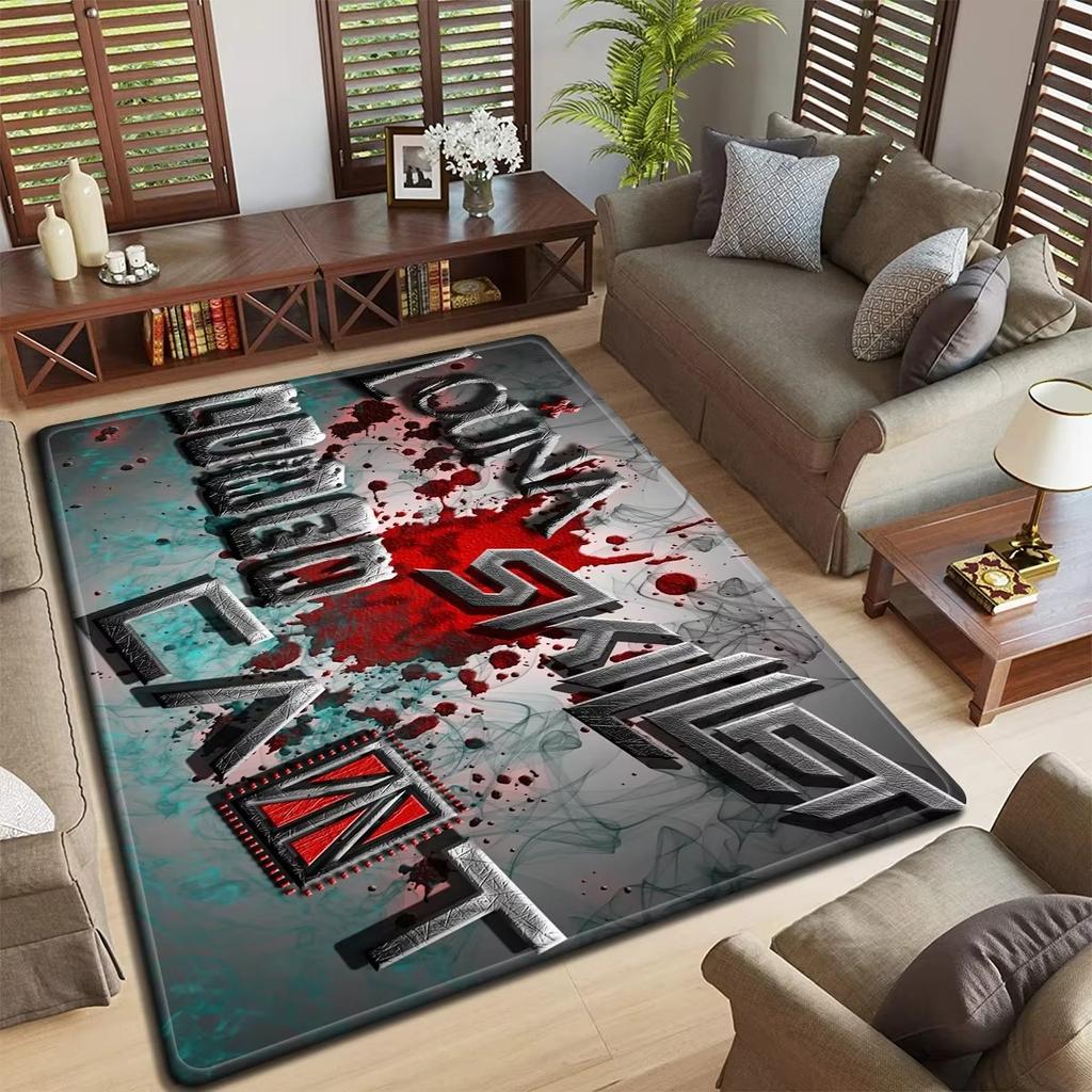 Rock Band Logo Design Floor Mat Anti-slip Rug for Bedroom Living Room Stylish Carpet for Music Lovers Durable Washable Doormat